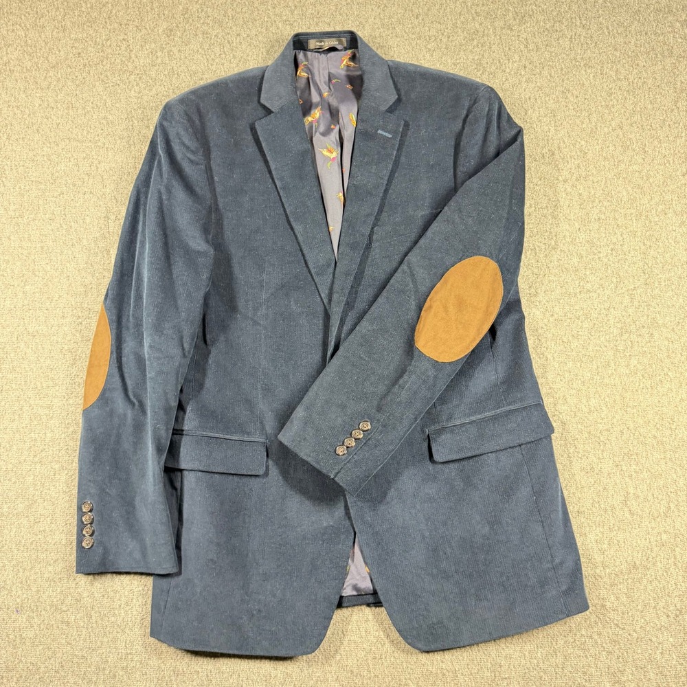 Lauren Ralph Lauren Mens 42L Corduroy Sport Coat Navy Blue Elbow Patch